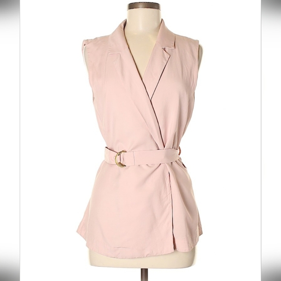 & Other Stories Jackets & Blazers - &Other Stories Pink Sleeveless Blazer Blouse with Belt